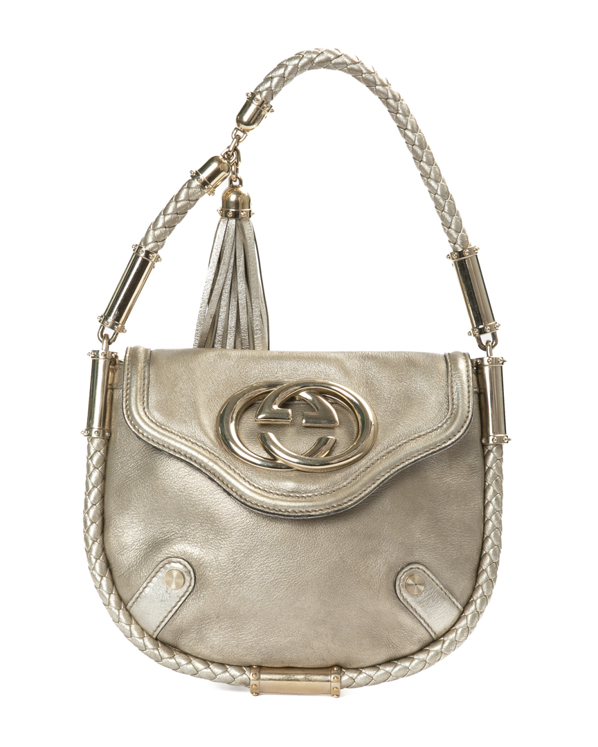 Gucci Pochette Britt Tassel Small Laminata Oro