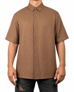 Dior Camicia Seta Jacquard Marrone