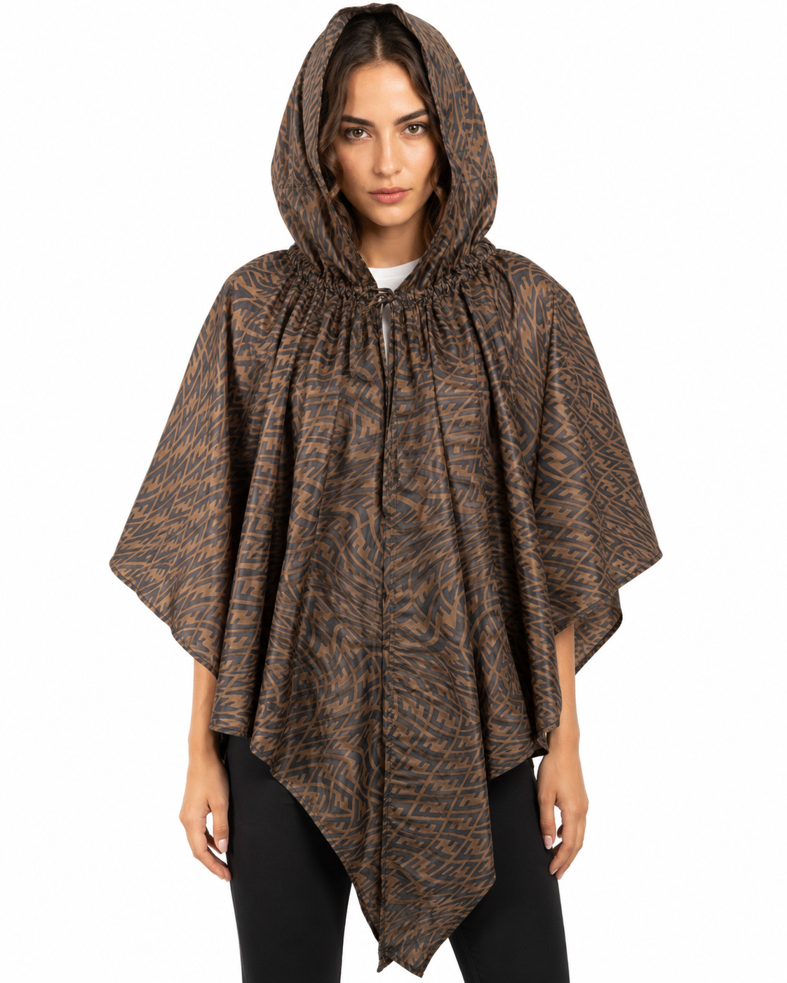Fendi Poncho Nylon FF Vertigo Marrone