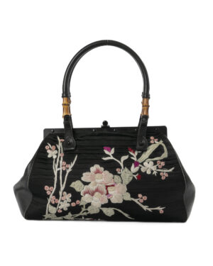 Gucci Tote Bamboo Vintage Kimono Nero