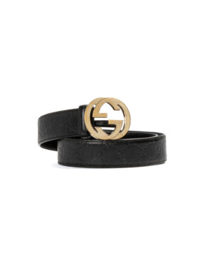Gucci Cintura Interlocking GG Guccissima Nera