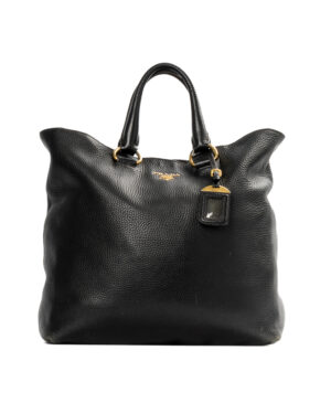 Prada Shopper Vertical Medium Granulata Nera