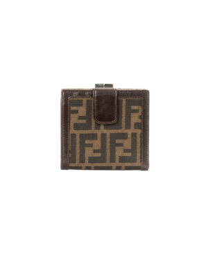 Fendi Portafoglio Clip Vintage FF Logomania Marrone