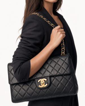 Alternative view of Chanel Maxi Jumbo Big Logo Vintage Nero