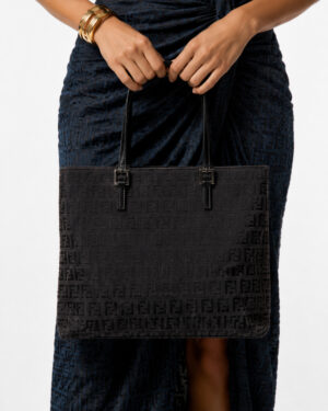 Alternative view of Fendi Tote Square Small FF Zucchino Nera