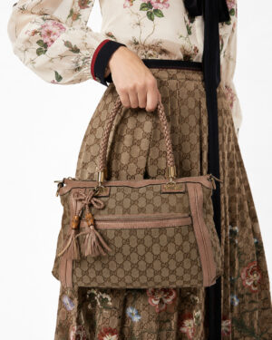 Alternative view of Gucci Shopper Bella Bamboo Medium GG Supreme Rosa