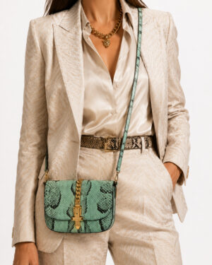 Alternative view of Gucci Silvye 1969 Mini Pitone Azzurra