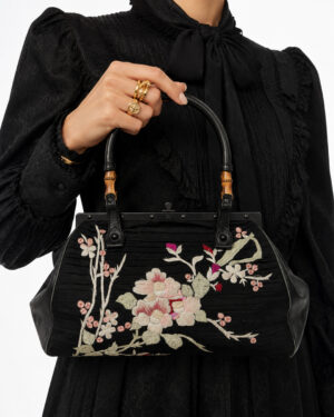 Alternative view of Gucci Tote Bamboo Vintage Kimono Nero
