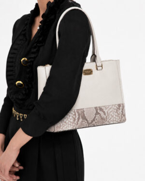 Alternative view of Michael Kors Tote Kellen Medium Pitone Saffiano Bianca