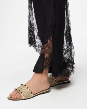 Alternative view of Valentino Slides Rockstud Cordino Oro