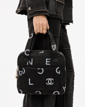 Alternative view of Chanel Tote Logo Print Small Denim Nero