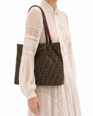 Alternative view of Fendi Shopper Reversibile Large FF Logomania Marrone