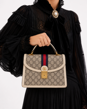 Alternative view of Gucci Ophidia Handle Small GG Supreme Bianca