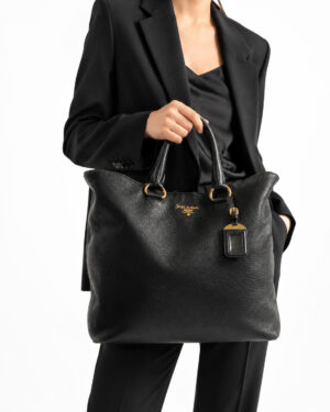 Alternative view of Prada Shopper Vertical Medium Granulata Nera