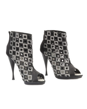 Rene Caovilla Stivaletto Crystal Traforata Nero