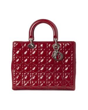Dior Lady Vintage Large Cannage Vernice Rossa