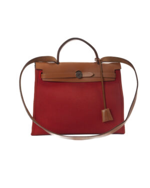 Hermès Sac Herbag Zip 31 Vache Hunter Fauve Toile H Rouge Tomato