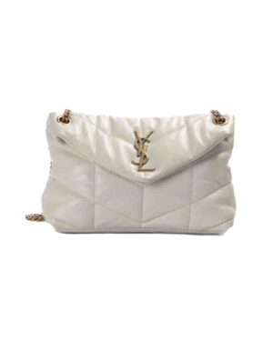 Saint Laurent Puffer Small Chevron Bianca