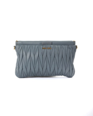 Miu Miu Pochette Small Groffata Azzurra