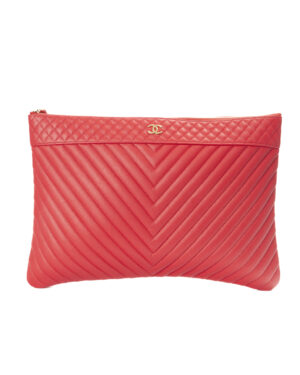 Chanel Pochette Chevron Medium Caviar Rosa
