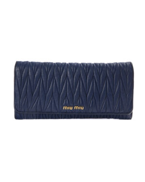 Miu Miu Portafoglio Chain Groffata Blu