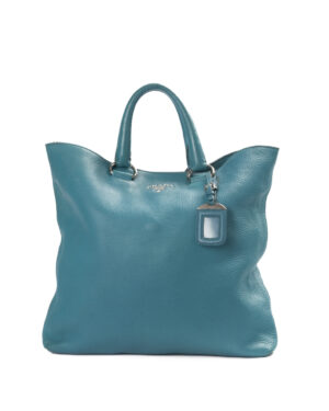 Prada Shopper Vertical Medium Granulata Turchese