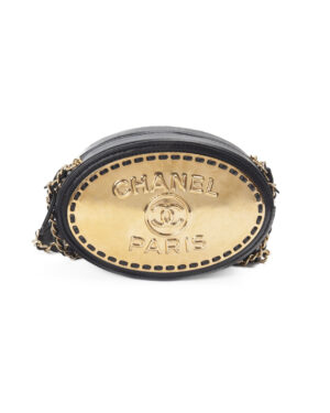 Chanel Oval Vanity Logo Plate Mini Nera