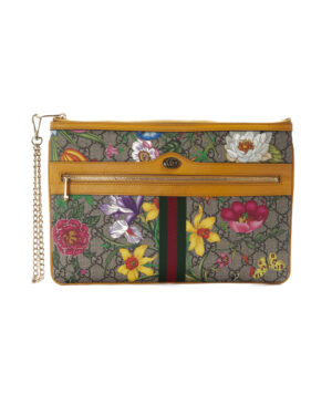 Gucci Pochette Flora Small GG Supreme Gialla