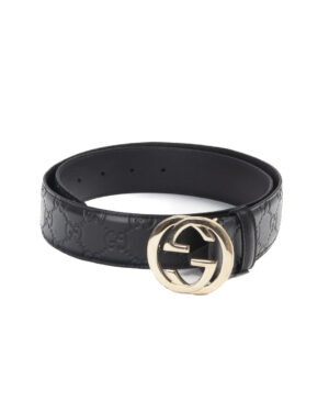 Gucci Cintura Interlocking Guccissima Nera