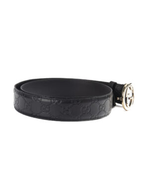 Alternative view of Gucci Cintura Interlocking Guccissima Nera