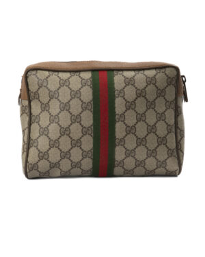 Gucci Pochette Zip Small Web GG Supreme Marrone
