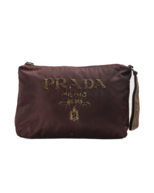 Prada Pochette Zip Medium Logo Nylon Viola
