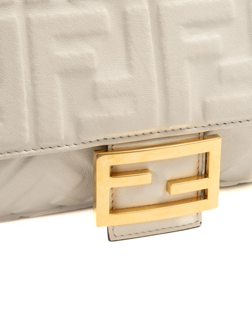 Alternative view of Fendi Baguette Medium FF Embossed Bianca