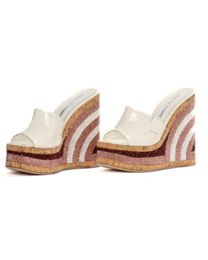 House Of Honey Sandali Zeppa Perlina Rosa Bianco