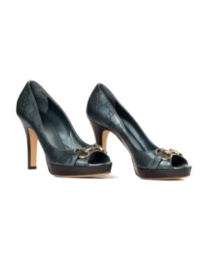 Gucci Dècollettè Horsebit GG Metallizzato Blu