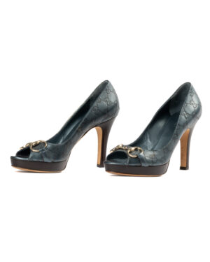 Alternative view of Gucci Dècollettè Horsebit GG Metallizzato Blu