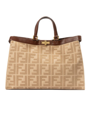 Fendi Peekaboo X-Tote Large Canvas FF Logomania Beige