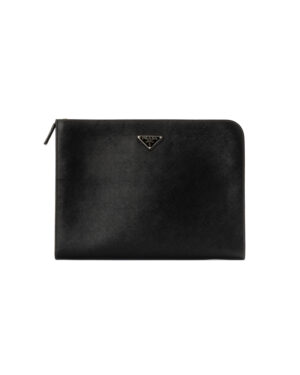 Prada Clutch Zip Large Saffiano Nera