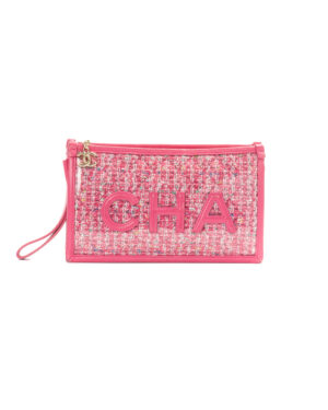 Chanel Pochette Logo Small PVC Tweed Rosa