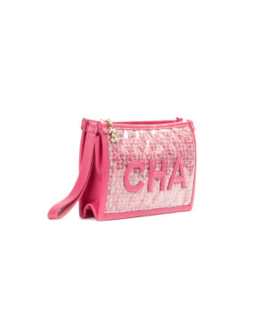 Alternative view of Chanel Pochette Logo Small PVC Tweed Rosa