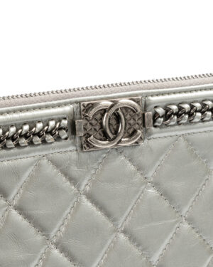 Alternative view of Chanel Pochette Boy Small Trapuntata Metallizzata Grigia
