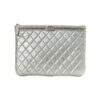 Chanel Pochette Boy Small Trapuntata Metallizzata Grigia