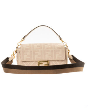 Fendi Baguette Medium FF Tela Beige