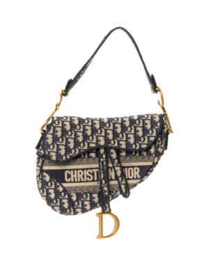 Dior Saddle Strap Medium Jacquard Blu