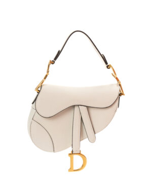 Dior Saddle Mini Granulata Bianca