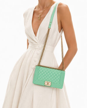 Alternative view of Chanel Boy Medium Trapuntata Verde Menta