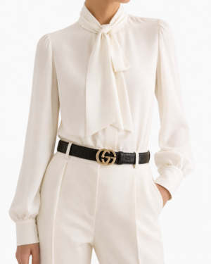 Alternative view of Gucci Cintura Interlocking Guccissima Nera