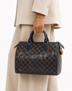 Alternative view of Louis Vuitton Speedy 30 Paillettes Blu Damier Ebene