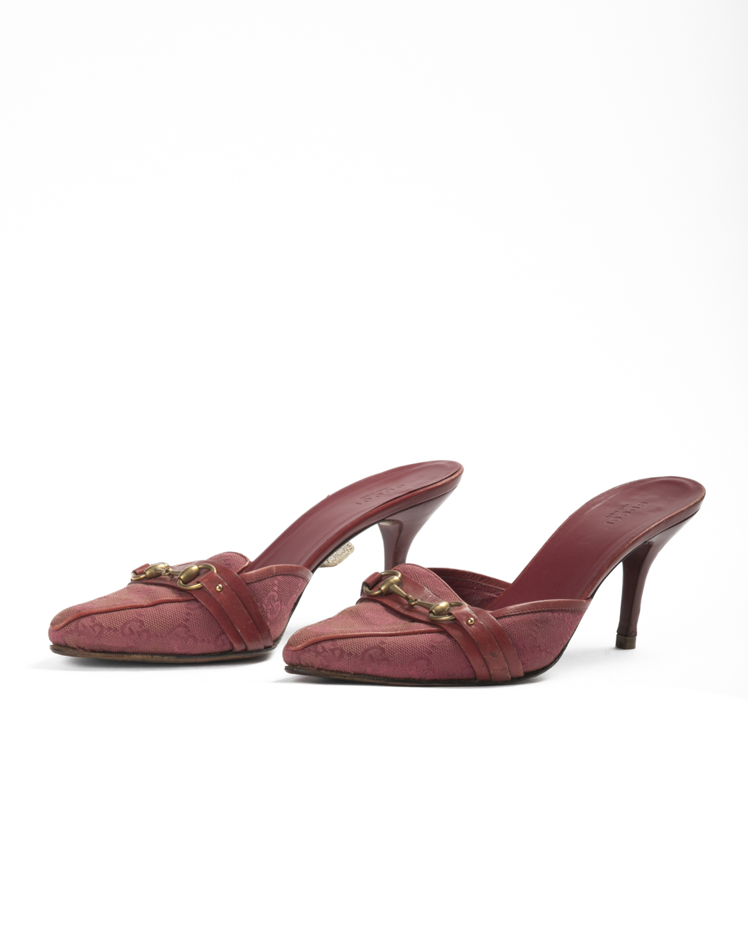 Gucci Mule Pointed Horsebit GG Supreme Rosa