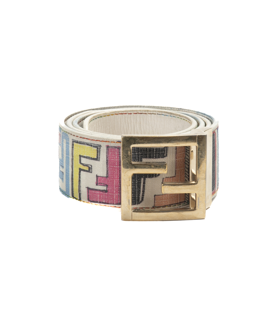 Fendi Cintura Reversibile FF Multicolor Bianca
